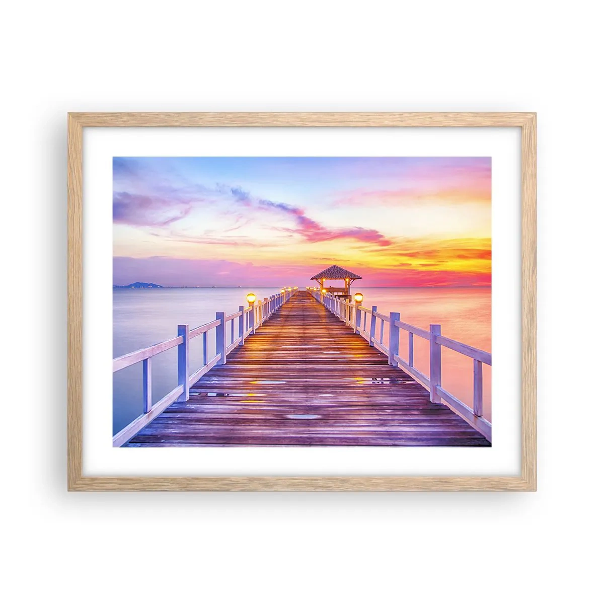 Poster in einem Rahmen aus heller Eiche - Die lila-goldene Stille des Abends - 50x40 cm