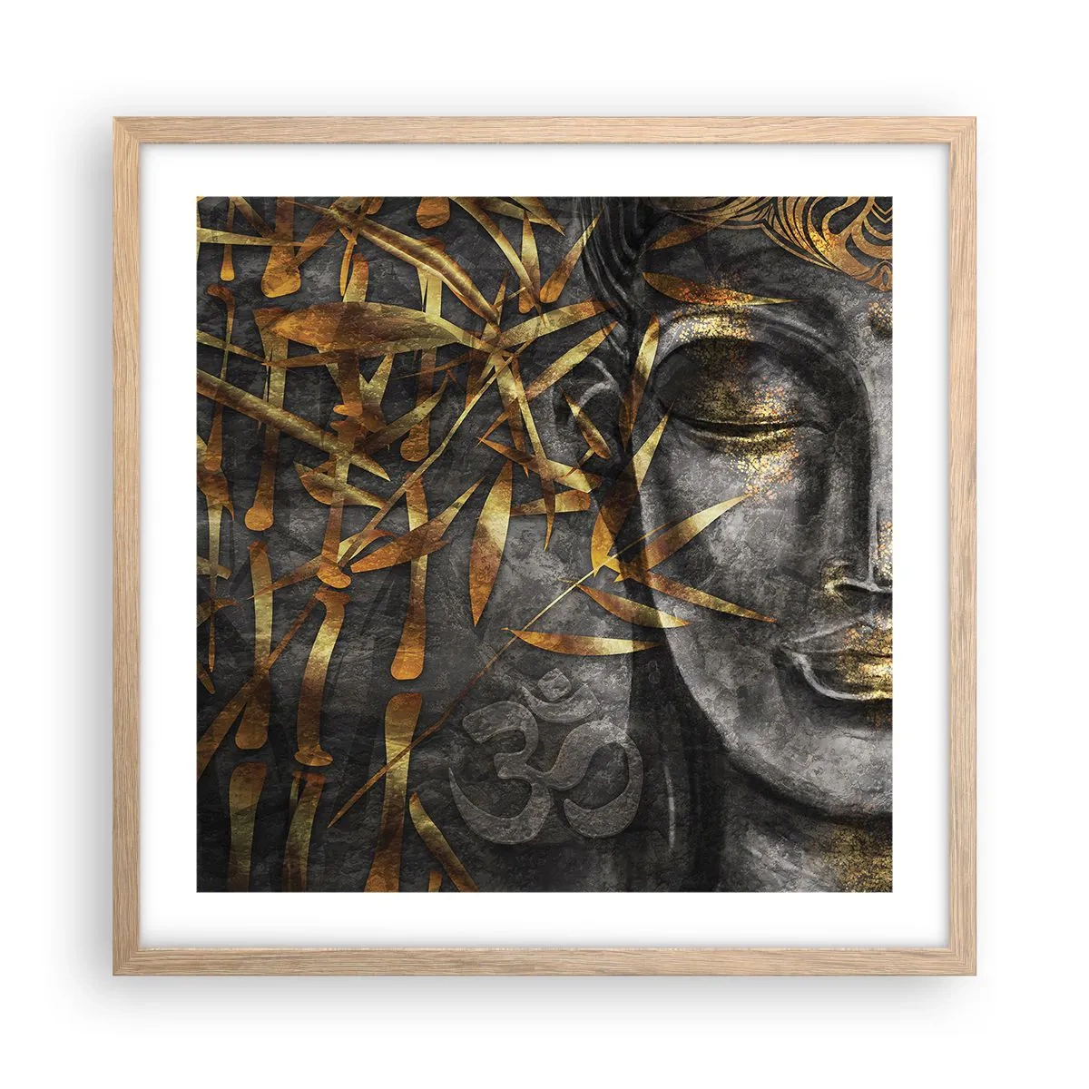 Poster in einem Rahmen aus heller Eiche - Fühle den Frieden - 50x50 cm