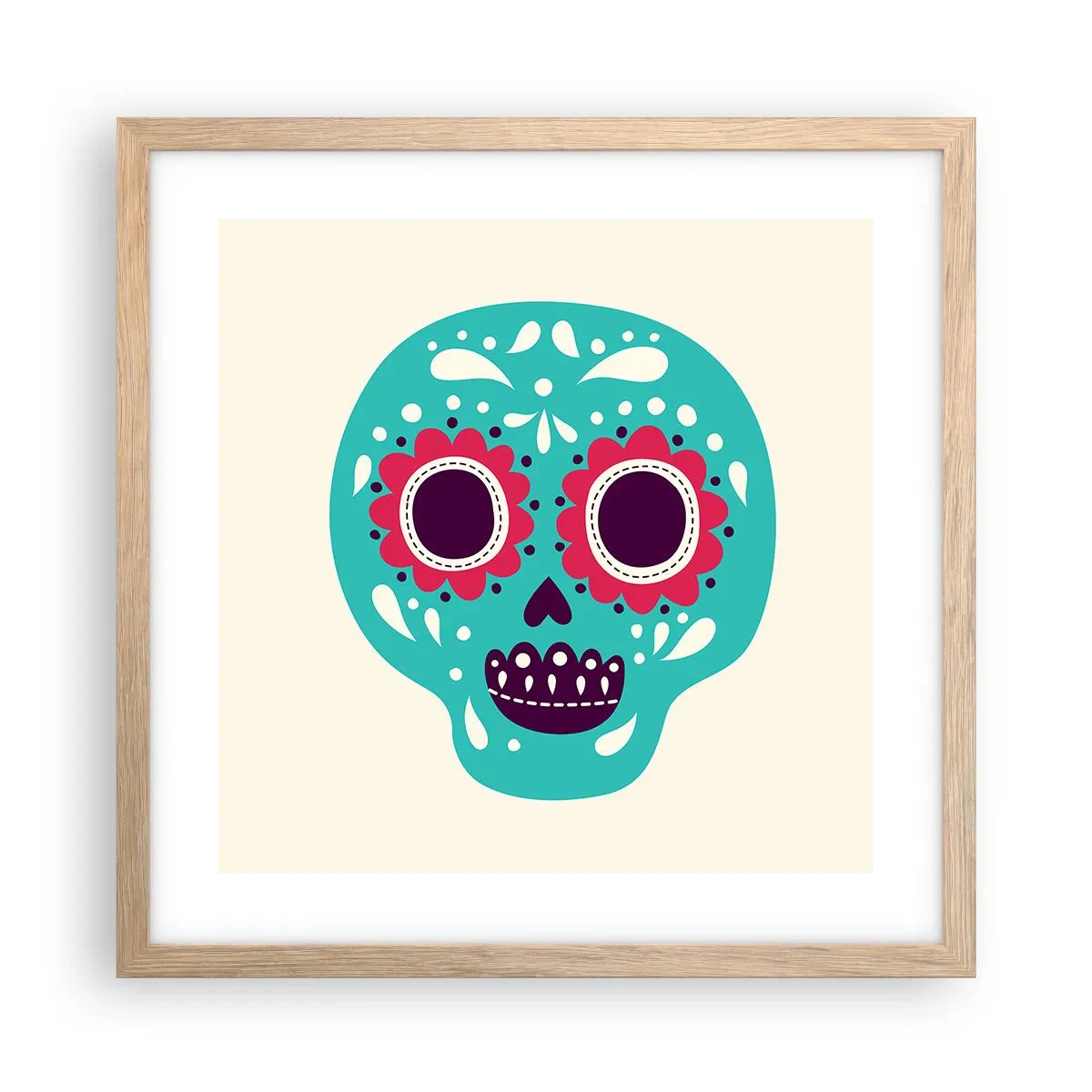 Poster in einem Rahmen aus heller Eiche - Das Leben – Spaß bis zum Tod - 40x40 cm