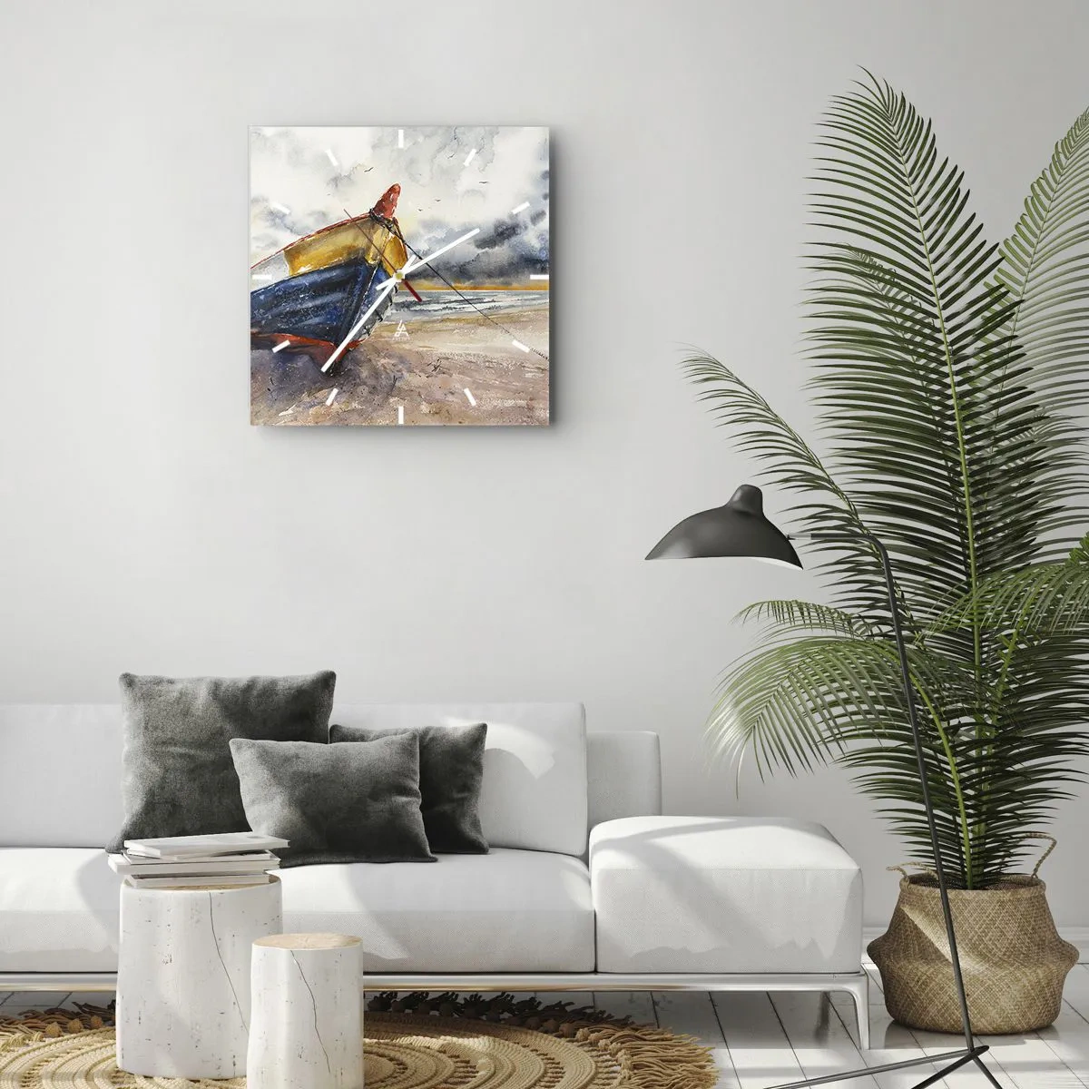 Wanduhr - Glasuhr - Erholung am Ufer - 30x30 cm