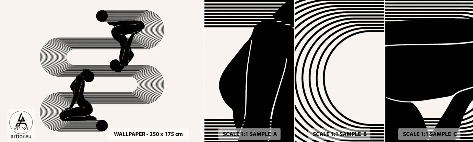 Fototapetenmuster Standard Eco - Sinnliche Symmetrie - Frauen, Linien, Meditation - 100x30 cm