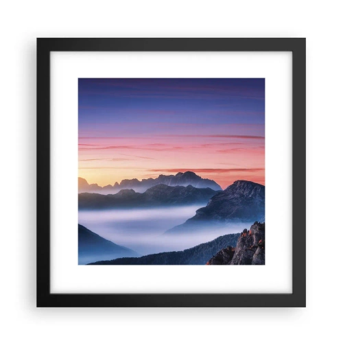 Poster in einem schwarzem Rahmen - Über die Täler - 30x30 cm