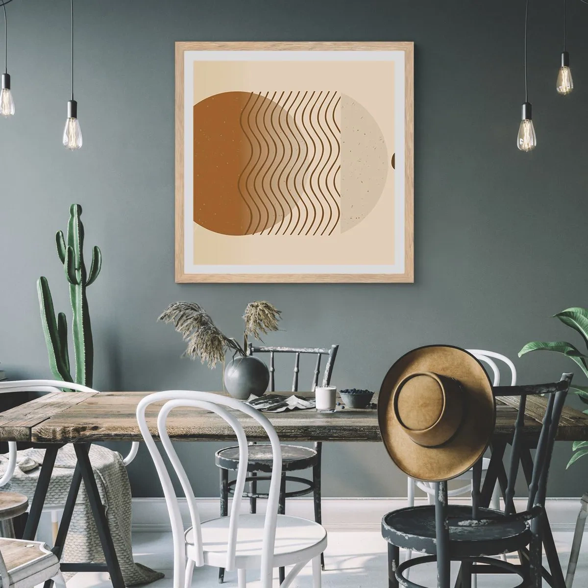 Poster in einem Rahmen aus heller Eiche - Zur Entstehung geometrischer Figuren - 30x30 cm