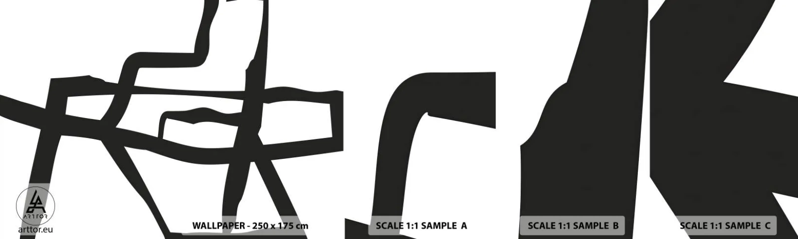 Fototapeten Muster Selbstklebend Deluxe Sticker - Schwarz-Weiß-Design - Linie, Schwarz und weiß, Abstraktionismus - 100x30 cm