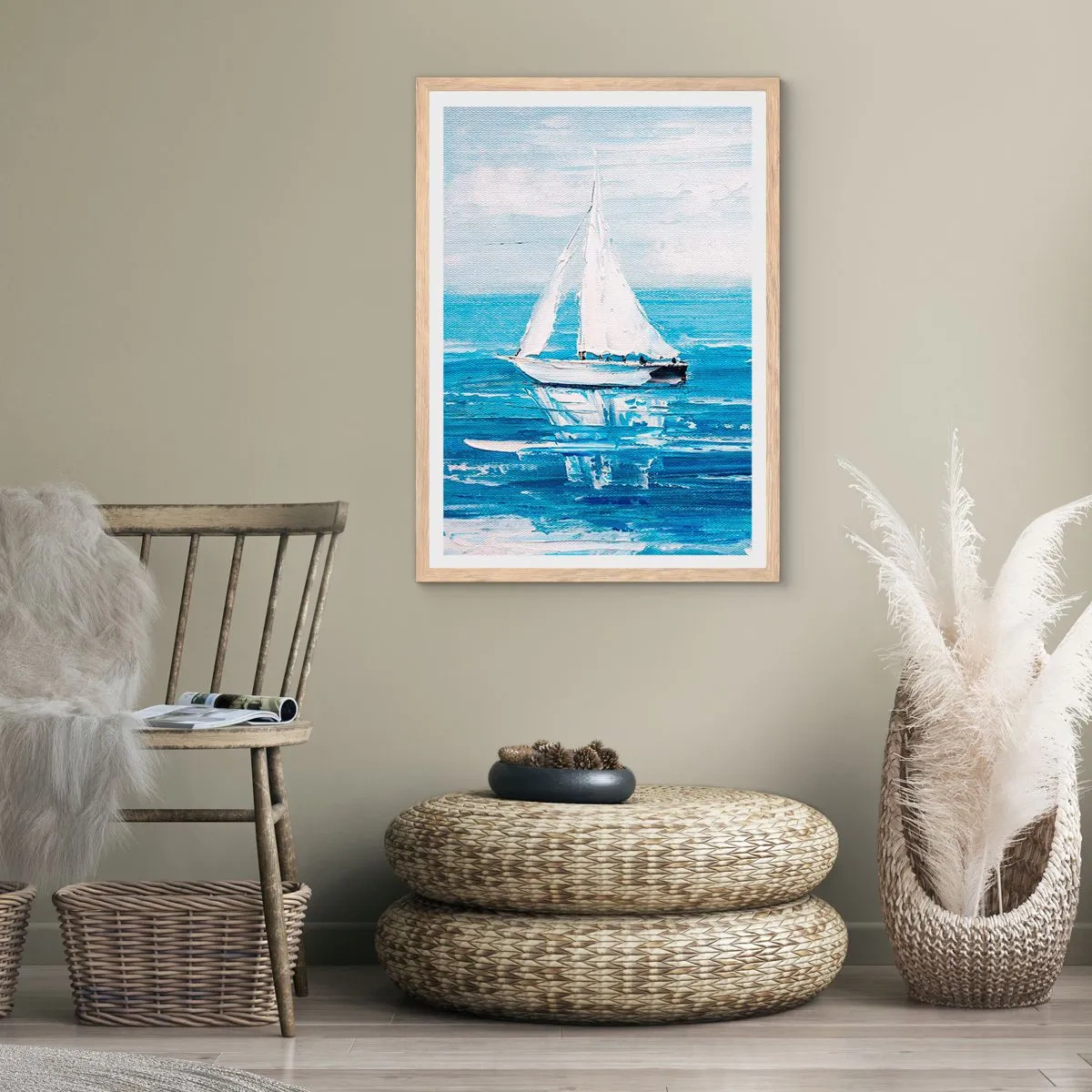 Poster in einem Rahmen aus heller Eiche - Mit Freund an der Seite - 50x70 cm