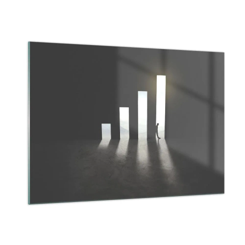 Glasbild - Bild auf glas - Der Mensch im Licht des Wachstums symbolisiert Entwicklung - 100x70cm - Erfolg –