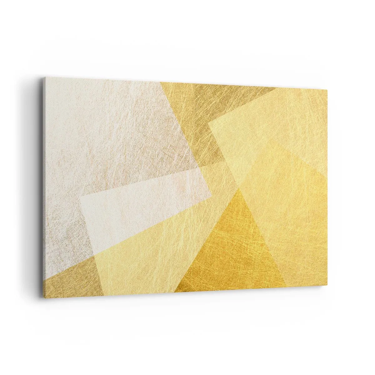 Bild auf Leinwand - Leinwandbild - Geometrische Formen in Gold und hellen Farbtönen - 100x70cm - Geometriewetter - Moderne Wanddekoration für Wohnzimmer und Schlafzimmer ARTTOR