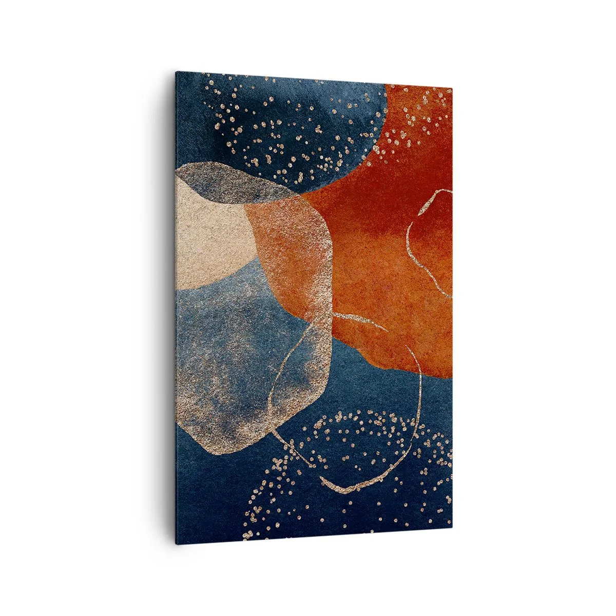 Bild auf Leinwand - Leinwandbild - Abstrakte Formen in Rot- und Blautönen - 80x120cm - Die Leichtigkeit des Seins - Moderne Wanddekoration für Wohnzimmer und Schlafzimmer ARTTOR