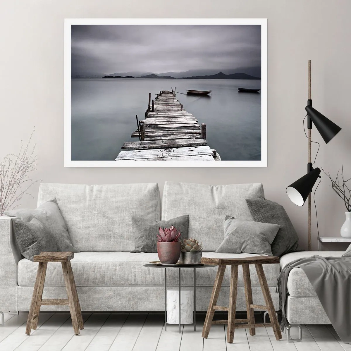 Poster - Eine Holzbrücke, die zur ruhigen Oberfläche des Sees führt - 100x70cm - Du kannst morgen gehen - Moderne Wanddekoration für Wohnzimmer und Schlafzimmer ARTTOR