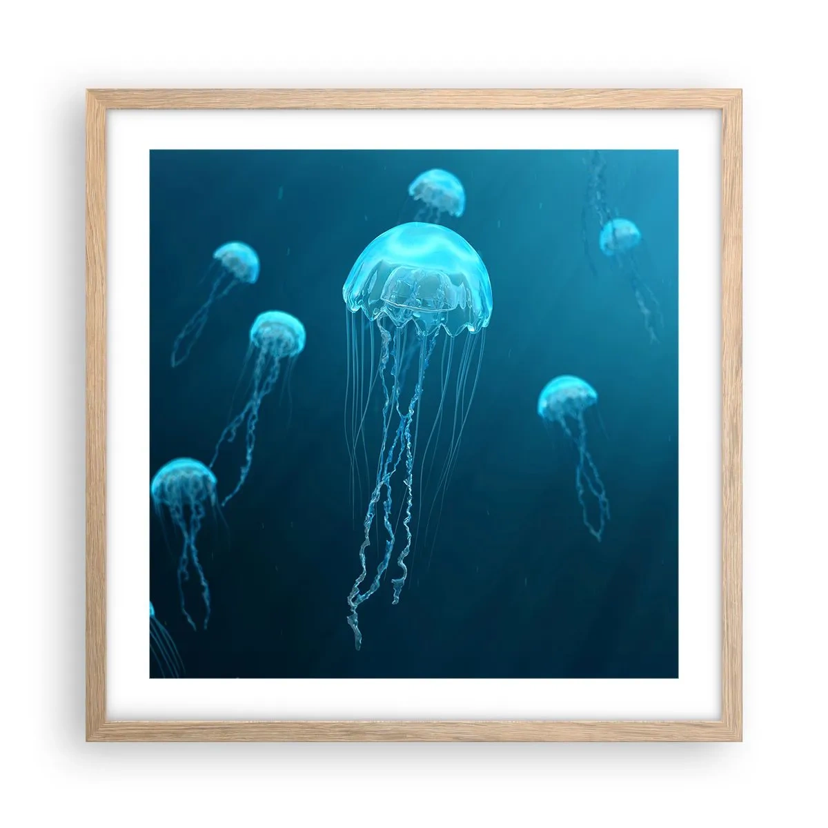 Poster in einem Rahmen aus heller Eiche - Ozeantanz - 50x50 cm