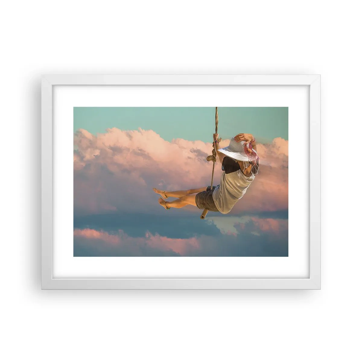 Poster in einem weißen Rahmen - Spaß in den Wolken - 40x30 cm