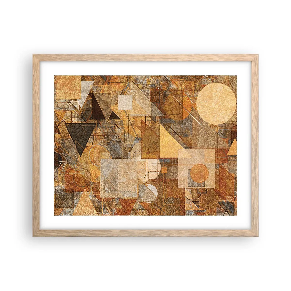 Poster in einem Rahmen aus heller Eiche - Eine kubistische Studie aus Bronze - 50x40 cm