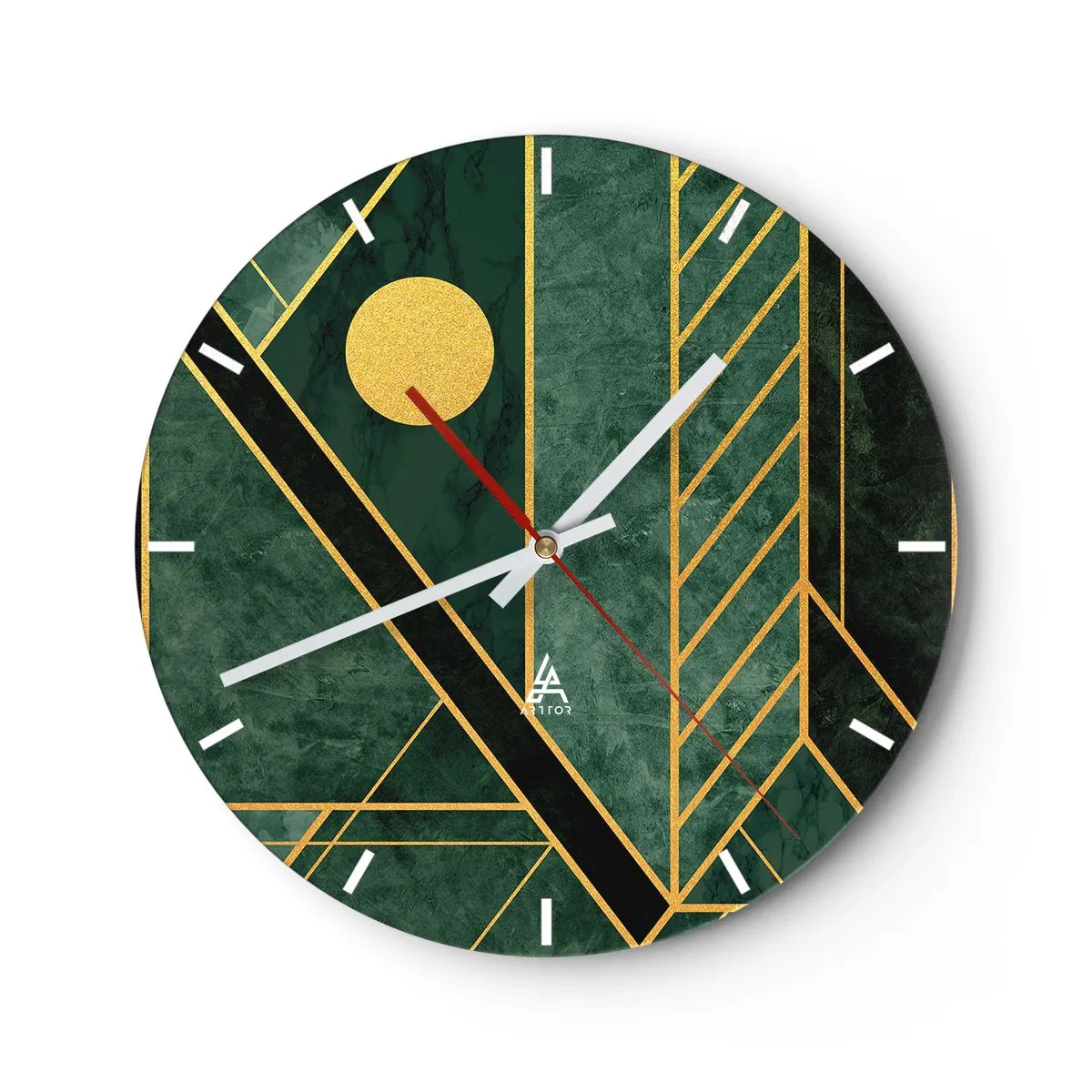 Wanduhr - Glasuhr - Dynamik von Gold und Azurblau - 40x40 cm