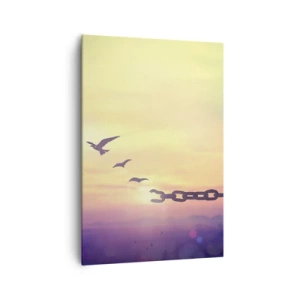 Bild auf Leinwand - Leinwandbild - Symbol der Freiheit mit Vögeln und einer zerbrochenen Kette - 70x100cm - Der Sieg der Freiheit - Moderne Wanddekoration für Wohnzimmer und Schlafzimmer ARTTOR