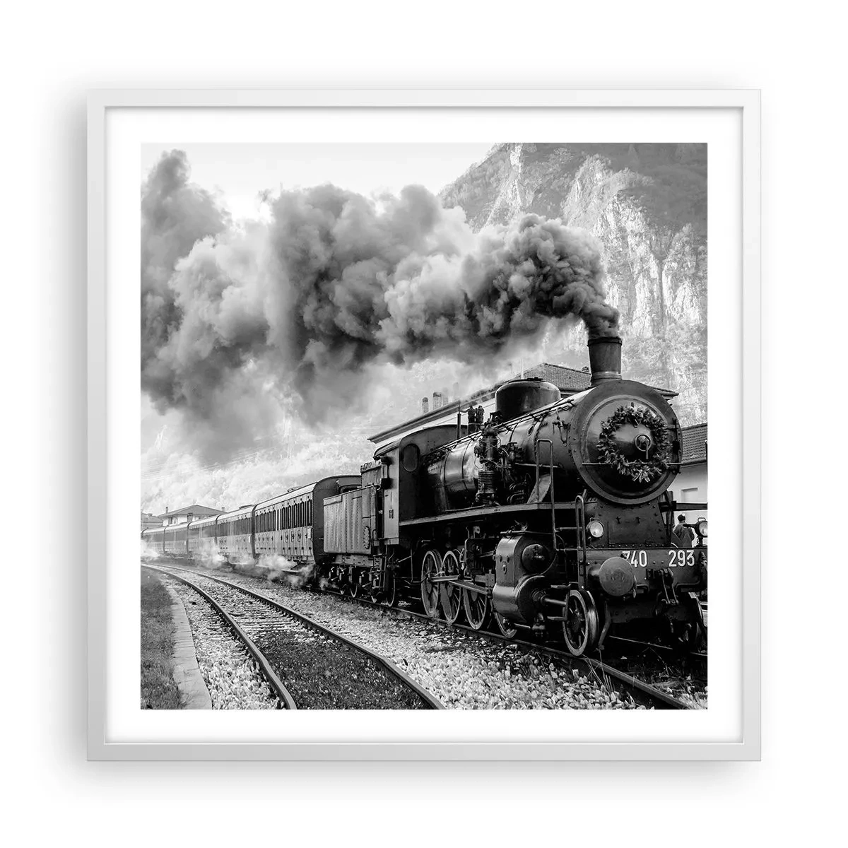 Poster in einem weißen Rahmen - Steht am Bahnhof ... - 60x60 cm