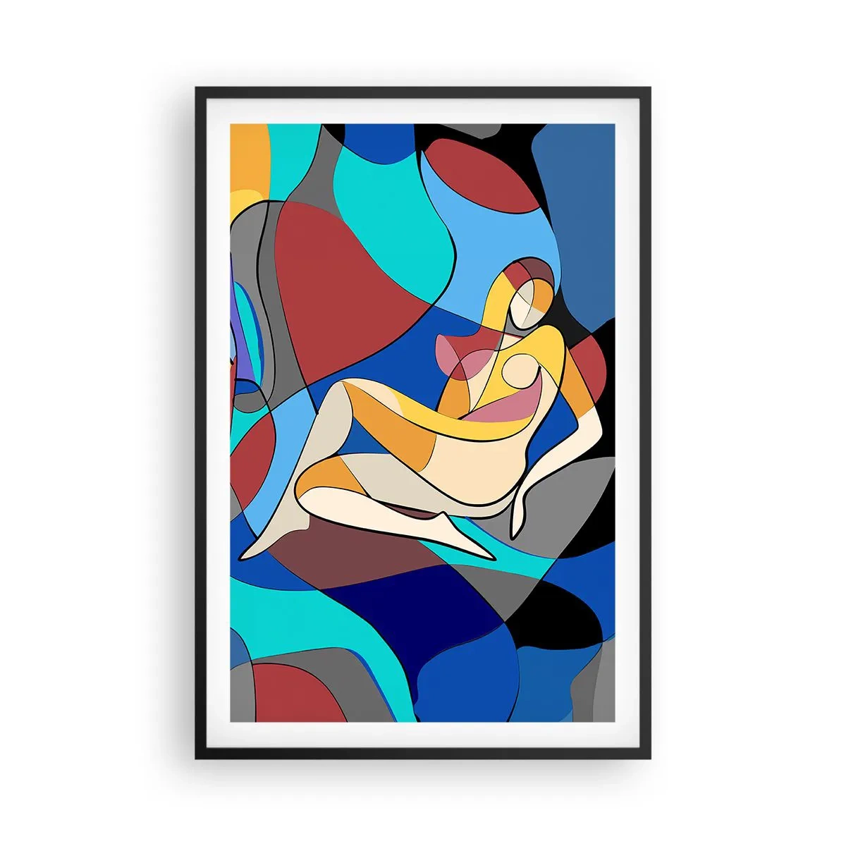 Poster in einem schwarzem Rahmen - Kubistischer Akt - 61x91 cm