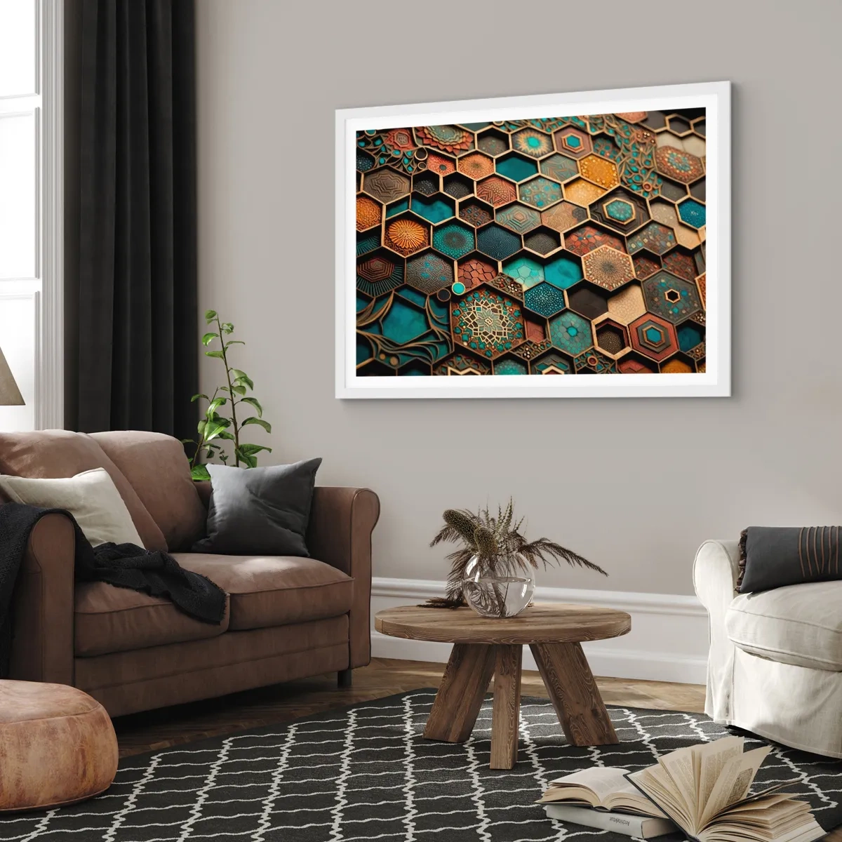 Poster in einem weißen Rahmen - Arabische Ornamente – Variation - 50x40 cm
