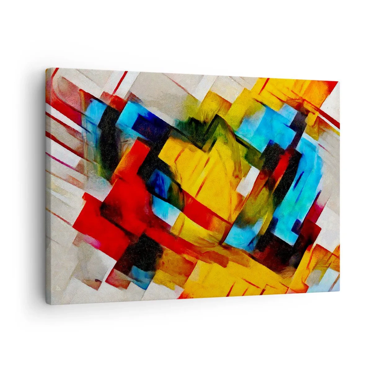 Bild auf Leinwand - Leinwandbild - Abstrakte geometrische Komposition in lebendigen Farben - 70x50cm - Ein bunter Interleaver - Moderne Wanddekoration für Wohnzimmer und Schlafzimmer ARTTOR