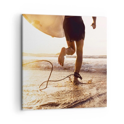Bild auf Leinwand - Leinwandbild - Um die Welle zu treffen - 60x60 cm