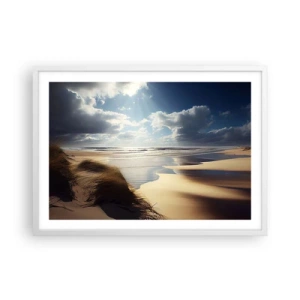 Poster in einem weißen Rahmen - Strand, wilder Strand - 70x50 cm