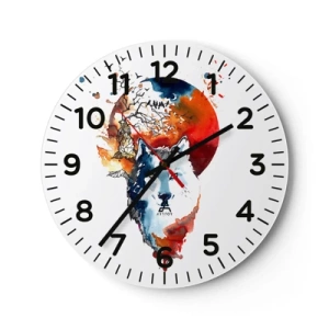 Wanduhr - Glasuhr - Nase an Nase mit der Nacht - 40x40 cm