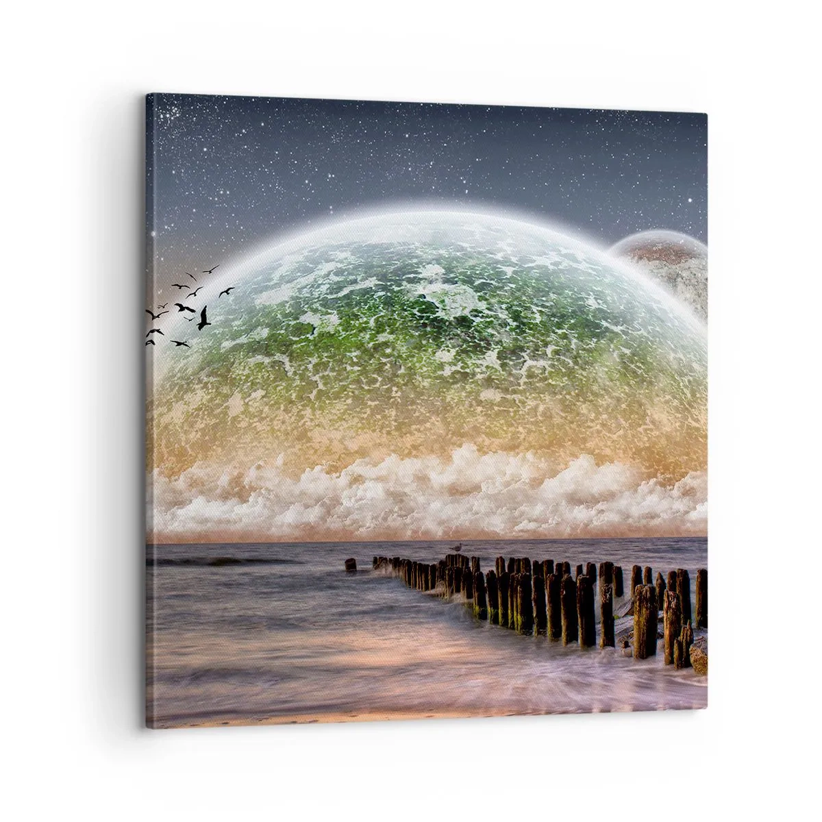 Bild auf Leinwand - Leinwandbild - Und die Welt tauchte aus dem Wasser auf - 60x60 cm