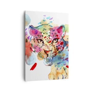 Bild auf Leinwand - Leinwandbild - Abstraktes Porträt eines Leoparden in intensiven Farben - 70x100cm - Die Schöne und das Biest - Moderne Wanddekoration für Wohnzimmer und Schlafzimmer ARTTOR