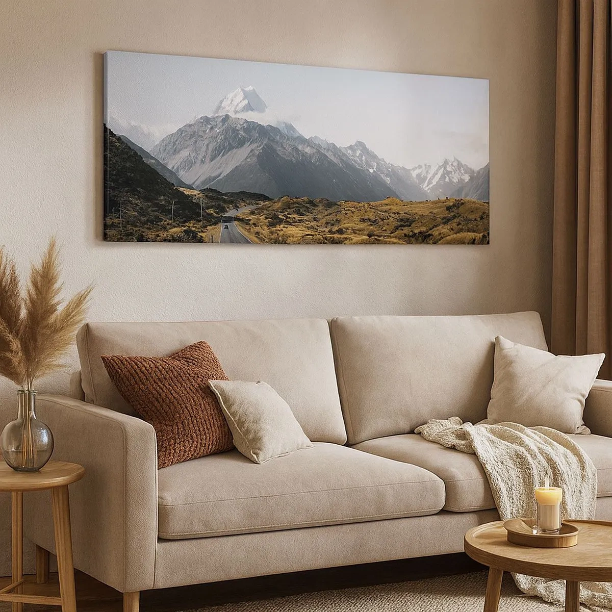 Bild auf Leinwand - Leinwandbild - Der Weg ins Herz der Berge - 100x40 cm