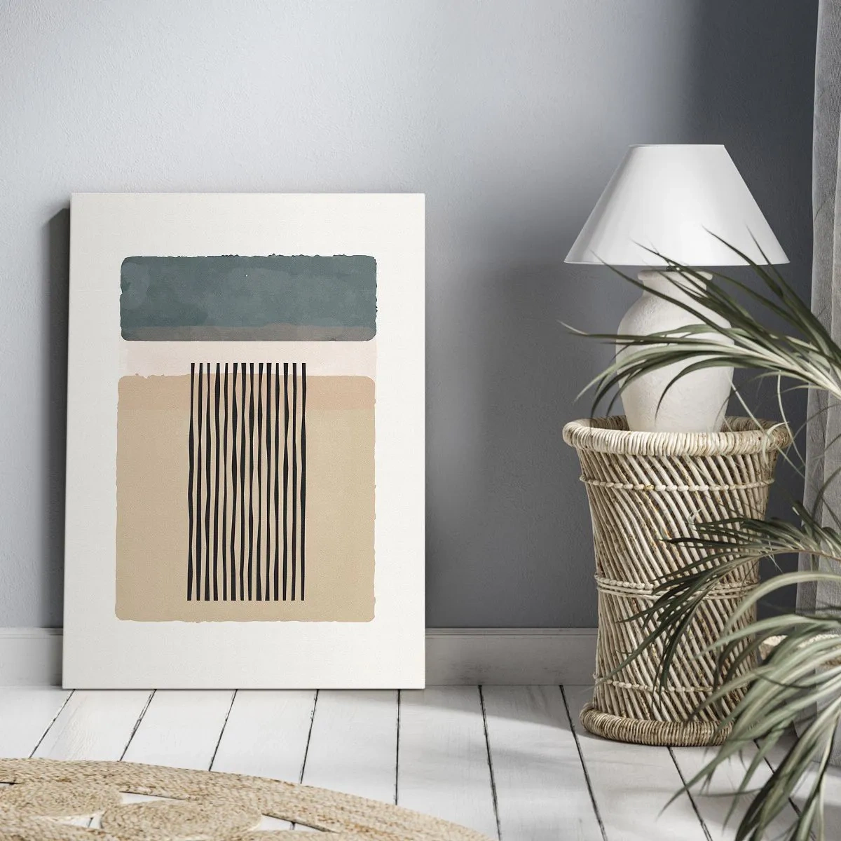Bild auf Leinwand - Leinwandbild - Minimalistische geometrische Formen in Beige- und Grüntönen - 50x70cm - Alles ist in Ordnung - Moderne Wanddekoration für Wohnzimmer und Schlafzimmer ARTTOR