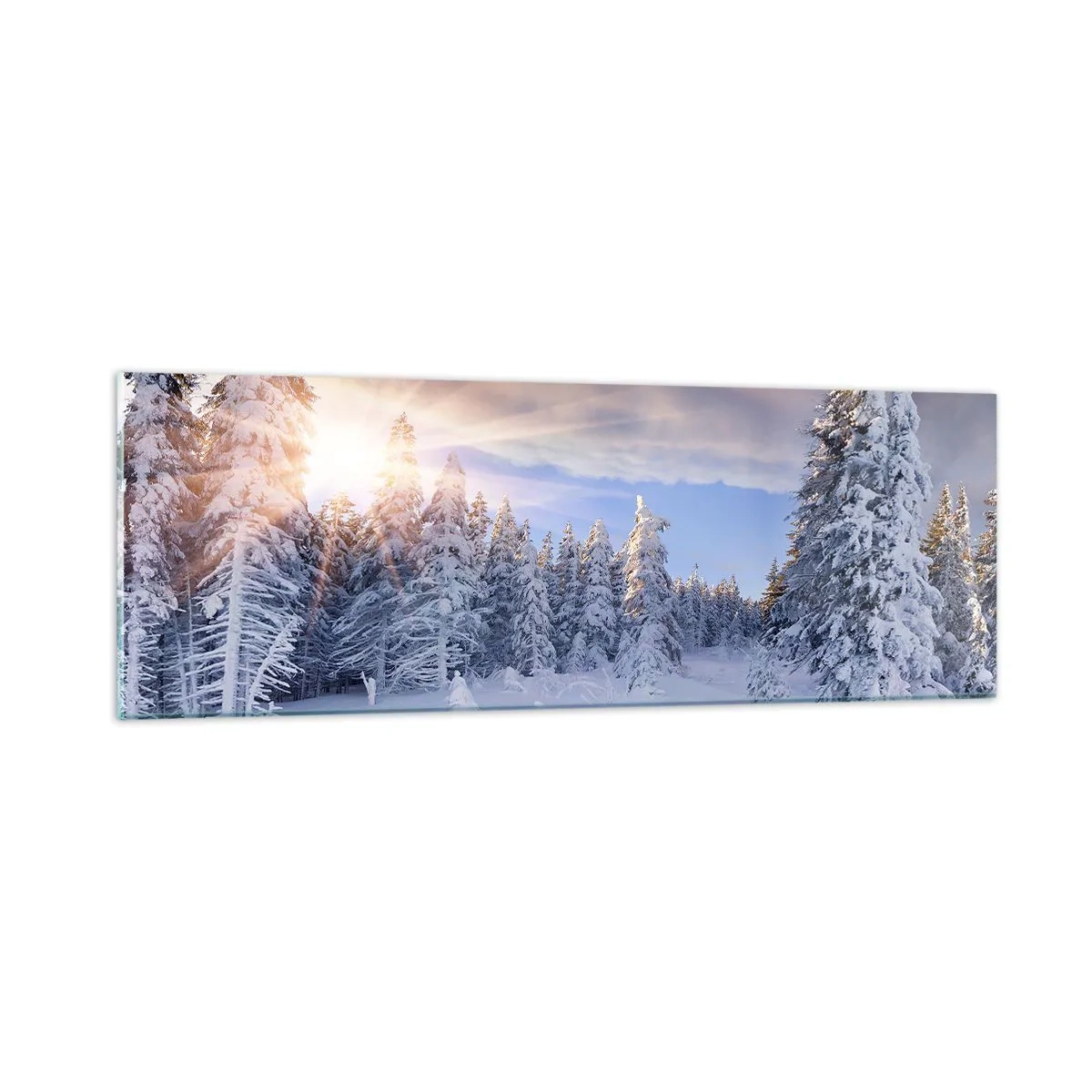 Glasbild - Bild auf glas - Ein verschneites Naturschauspiel - 90x30 cm