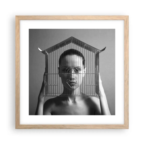 Poster in einem Rahmen aus heller Eiche - Ein leicht surreales Portrait - 40x40 cm