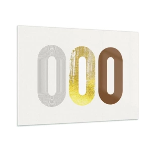 Glasbild - Bild auf glas - Moderne geometrische Grafiken in Gold und Bronze - 100x70cm - Oooh! - Moderne Wanddekoration für Wohnzimmer und Schlafzimmer ARTTOR