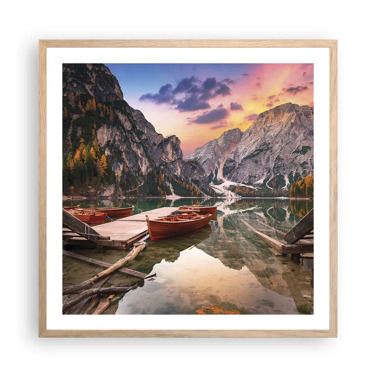 Poster in einem Rahmen aus heller Eiche - Versprechen des Tages - 60x60 cm