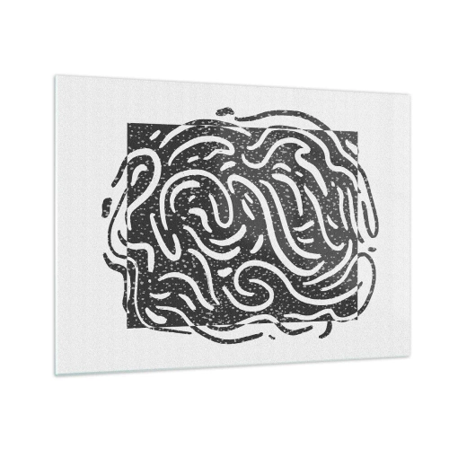 Glasbild - Bild auf glas - Dynamische abstrakte Linien und Punkte, die eine energetische Form erzeugen - 70x50cm - Abstraktion: Freudentanz - Moderne Wanddekoration für Wohnzimmer und Schlafzimmer ARTTOR