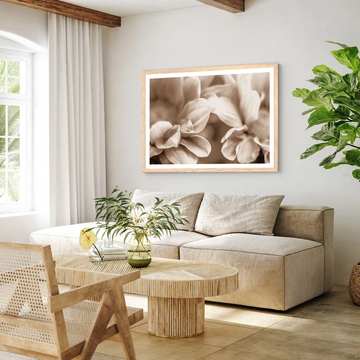 Poster in einem Rahmen aus heller Eiche - So sanft wie ein Lächeln - 100x70 cm