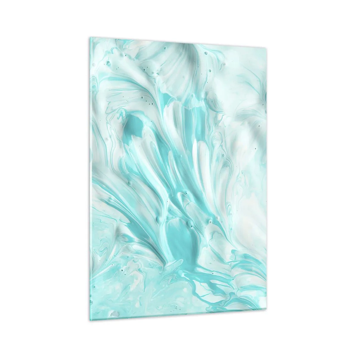 Glasbild - Bild auf glas - Abstrakte blaue und weiße Muster, die an Wellenbewegungen erinnern - 50x70cm - Für immer zusammen - Moderne Wanddekoration für Wohnzimmer und Schlafzimmer ARTTOR