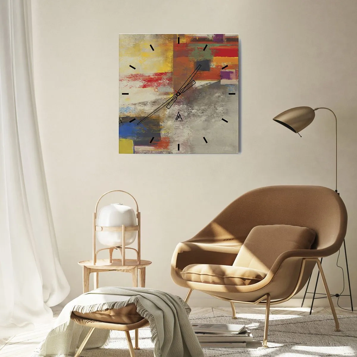 Wanduhr - Glasuhr - Geometrie der Farben - 40x40 cm