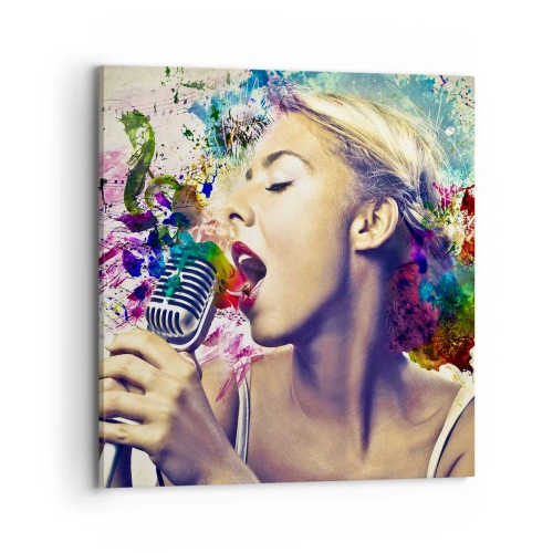 Bild auf Leinwand - Leinwandbild - Malen Sie die Welt mit Ihrer Stimme - 70x70 cm