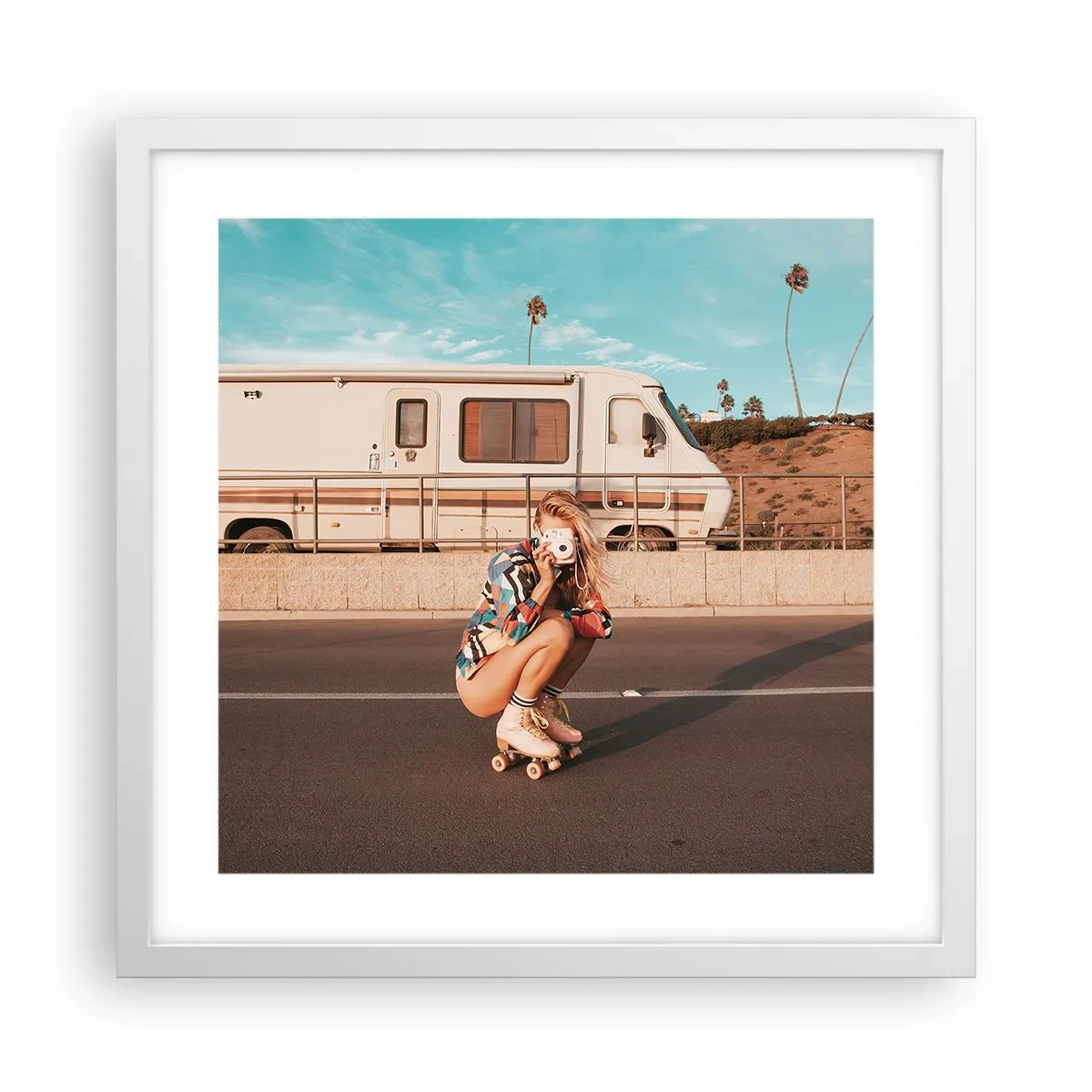 Poster in einem weißen Rahmen - Lächel bitte! - 40x40 cm