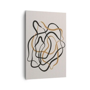 Bild auf Leinwand - Leinwandbild - Verworrene Linien in Schwarz und Gold auf hellem Hintergrund - 80x120cm - Alles ging schief - Moderne Wanddekoration für Wohnzimmer und Schlafzimmer ARTTOR