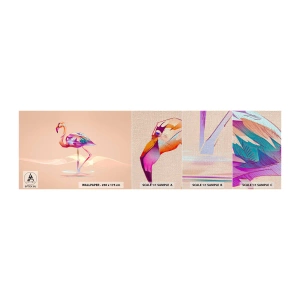 Fototapeten Muster Premium Canvas - Der Vogel der guten Gefühle - Flamingo, Vogel, Abstraktion - 100x30 cm