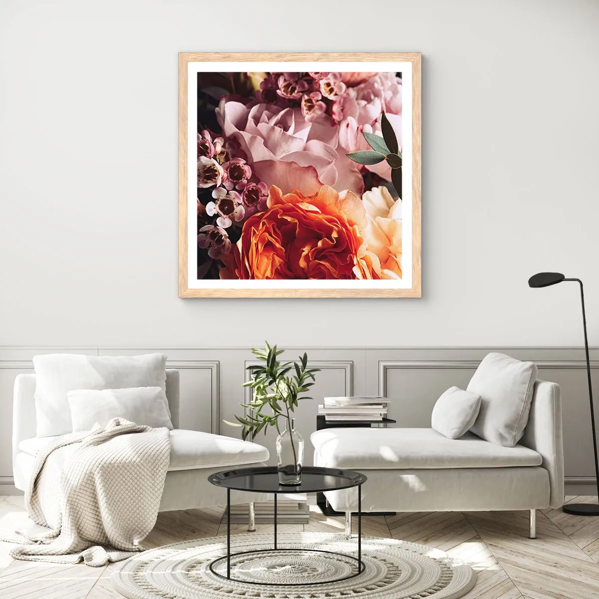 Poster in einem Rahmen aus heller Eiche - Eingehüllt in Schönheit - 40x40 cm