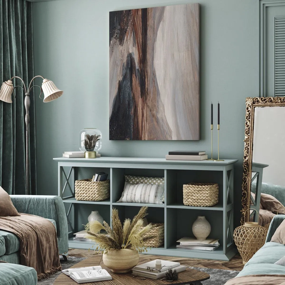 Bild auf Leinwand - Leinwandbild - Ruhiges Tal - 45x80 cm