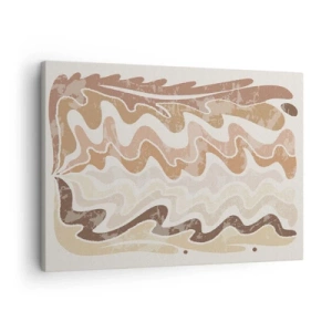 Bild auf Leinwand - Leinwandbild - Wellenförmige abstrakte Linien in Beigetönen - 70x50cm - Gute Energie – gute Gefühle - Moderne Wanddekoration für Wohnzimmer und Schlafzimmer ARTTOR