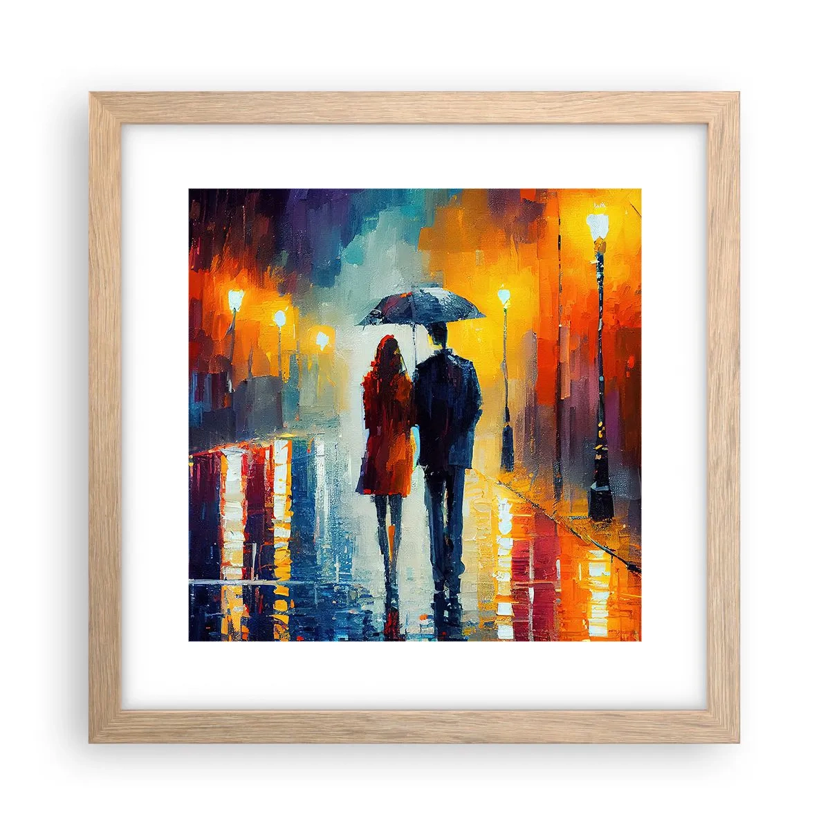 Poster in einem Rahmen aus heller Eiche - Gemeinsam – eine bunte Nacht - 30x30 cm