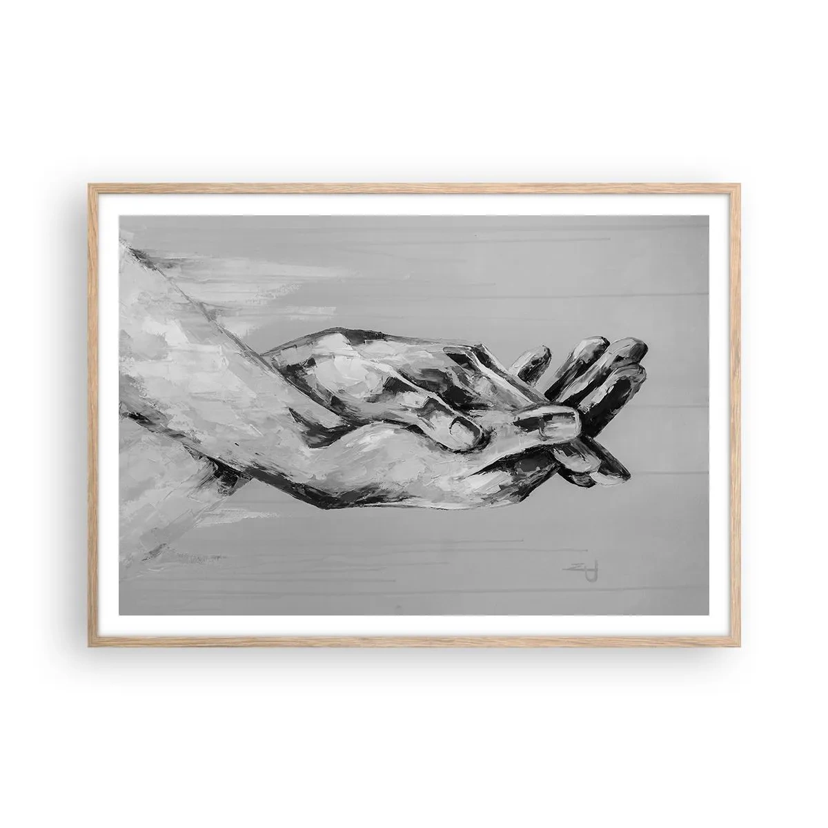 Poster in einem Rahmen aus heller Eiche - Anfang… - 100x70 cm