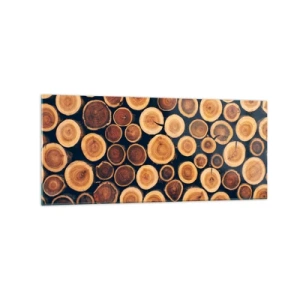 Glasbild - Bild auf glas - Muster aus Querschnitten von Holzstämmen - 120x50cm - Wie alt sehe ich aus? - Moderne Wanddekoration für Wohnzimmer und Schlafzimmer ARTTOR