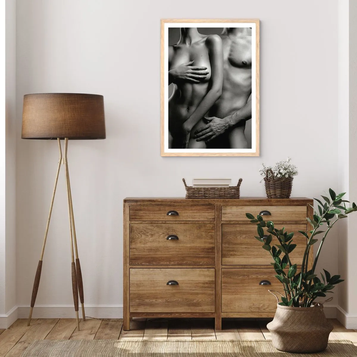 Poster in einem Rahmen aus heller Eiche - Adam und Ewa - 40x50 cm