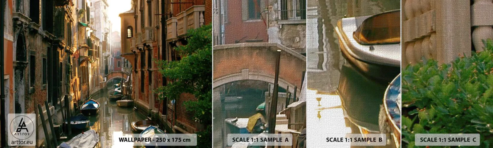 Fototapeten Muster Premium Canvas - In einer venezianischen Gasse - Landschaft, Die Architektur, Venedig - 100x30 cm