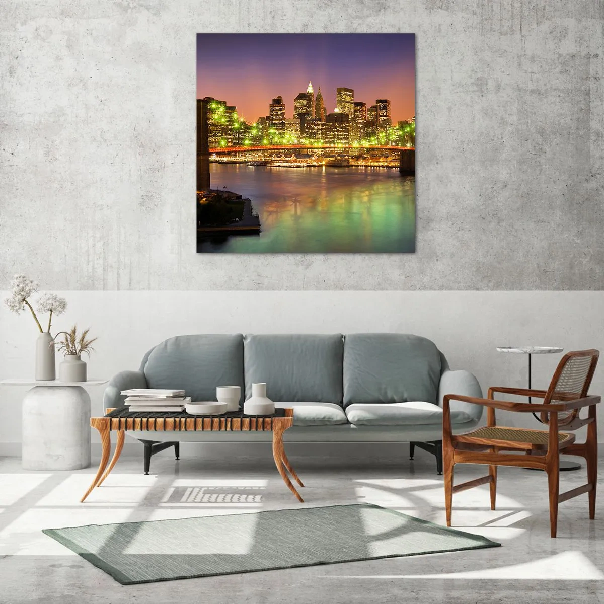Glasbild - Bild auf glas - Hier geht das Licht nie aus - 70x70 cm